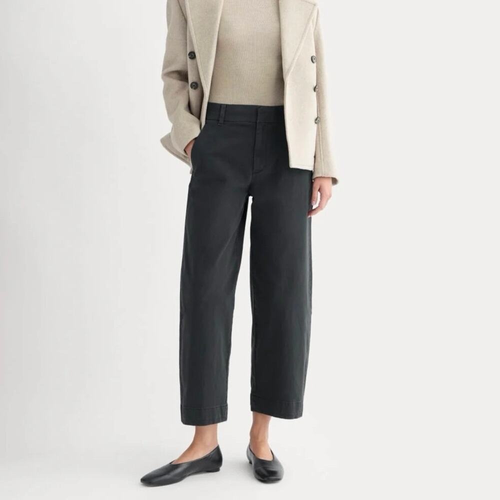 NWT Everlane Organic Cotton Twill Clean Chino Trouser Pant In Core Black Size 00